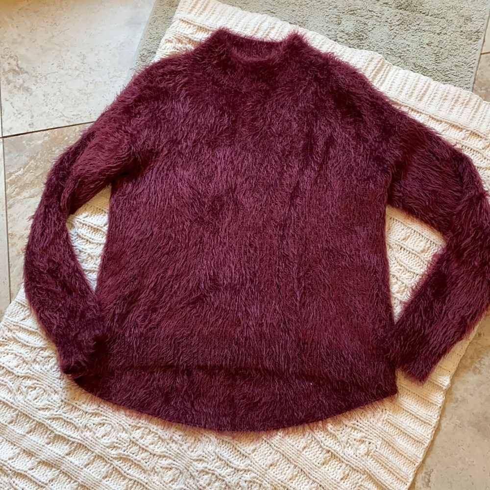 Wine Color Soft Fuzzy Sweater - image 1